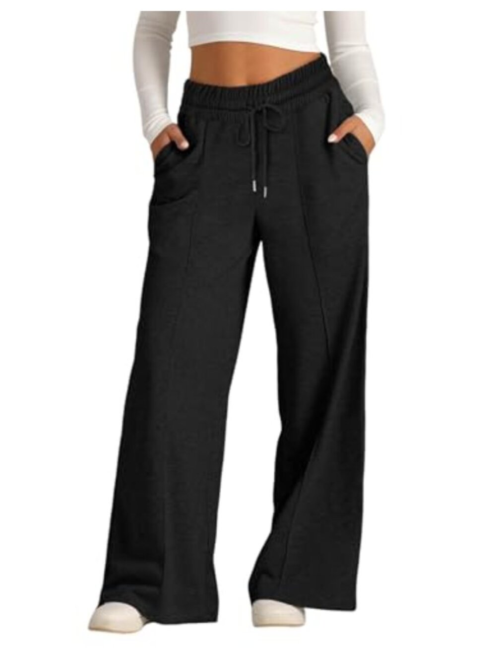 Wide Leg Sweatpants Elastic Waist Drawstring Stretch Casual Lounge Pants